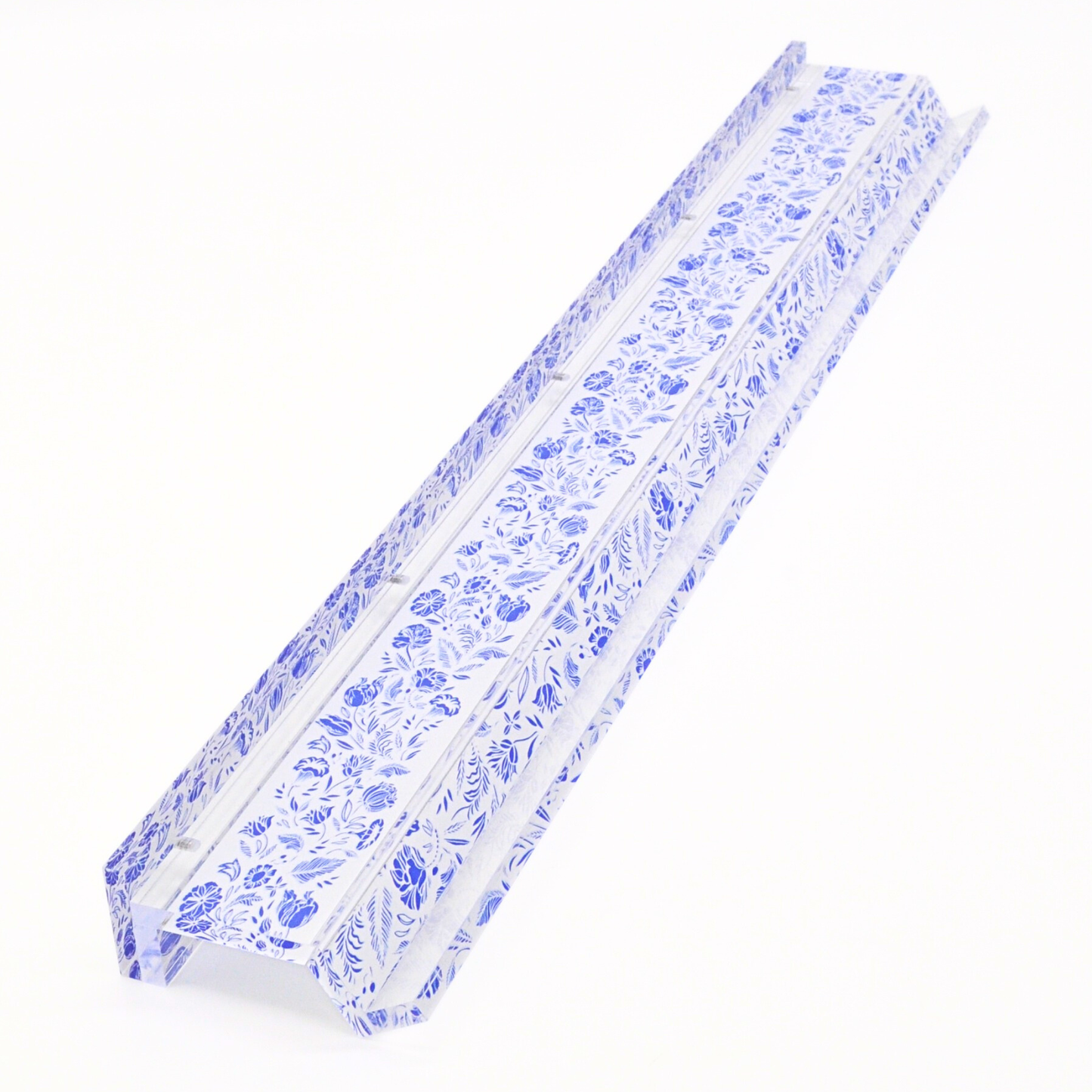 Blue and White Chinoiserie Mahjong Rack and Pusher - Set of 4
