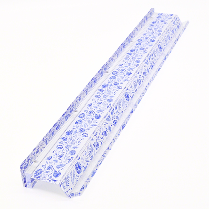 Blue and White Chinoiserie Mahjong Rack and Pusher - Set of 4