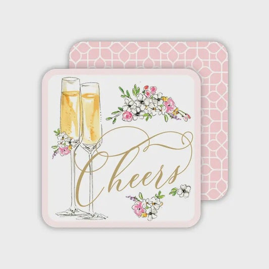 Cheers Champagne Flutes Paper Coaster