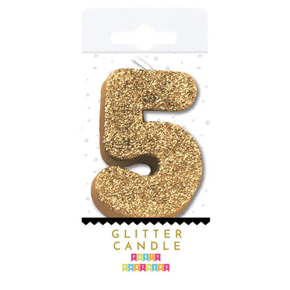 Gold Glitter Number Candles (Party Partners)