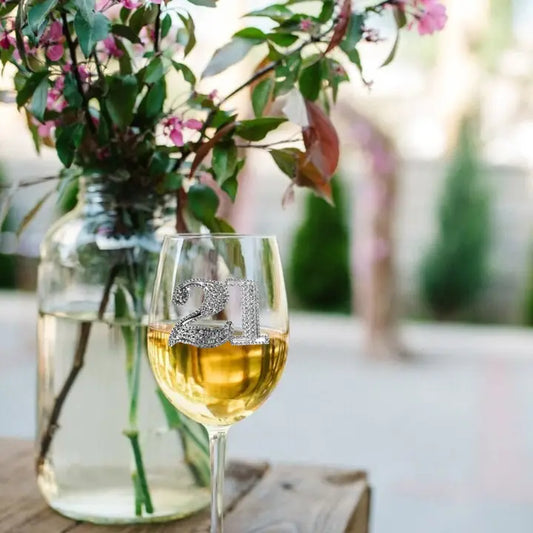 21st Birthday Jeweled Stemmed Wine Glass