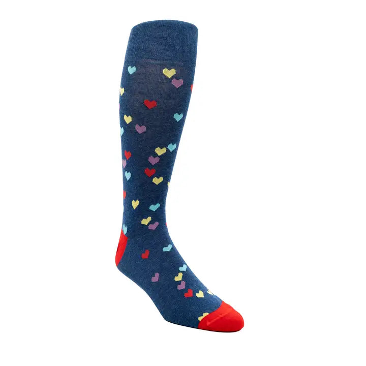 Navy & Multicolored Heart Socks