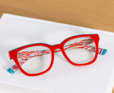 Peepers Trapeze Red with Blue Rim (Progressives)