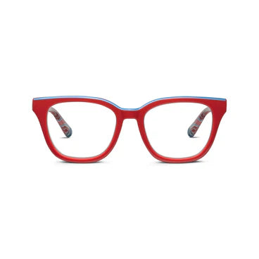 Peepers Trapeze Red with Blue Rim (Progressives)