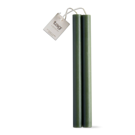 Unscented 10" Taper Candles Set of 2 - Dark Green