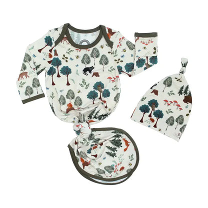 In the Woods - Bamboo Gown and Hat Newborn Set