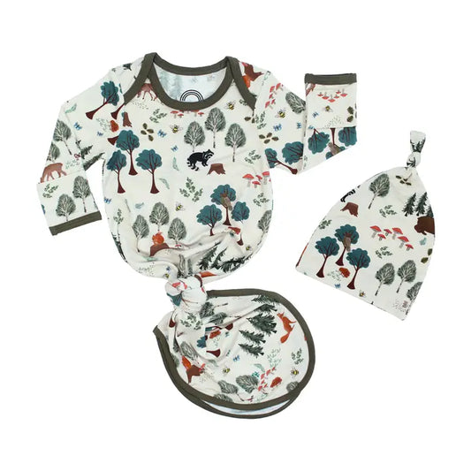 In the Woods - Bamboo Gown and Hat Newborn Set