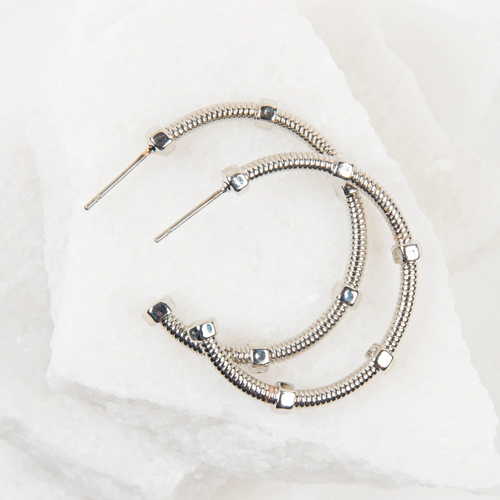 Large Silver & Gold Textured C-Hoop Earrings