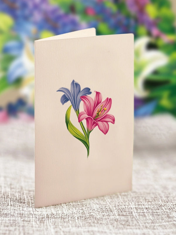 Lilies & Lupines Pop-Up Bouquet Blank Greeting Card