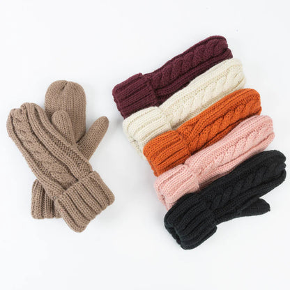 Winter Sierra Cable Knit Mittens - Latte & Rose