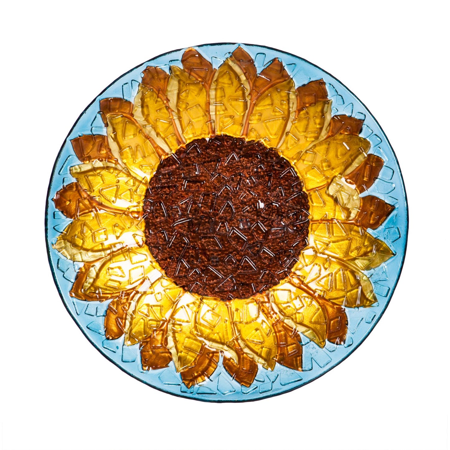 Sunflower Birdbath with Crushed Glass Look