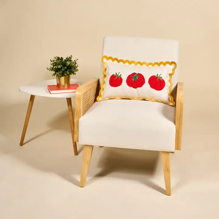 Scalloped Rectangle Throw Pillow–Tomatoes