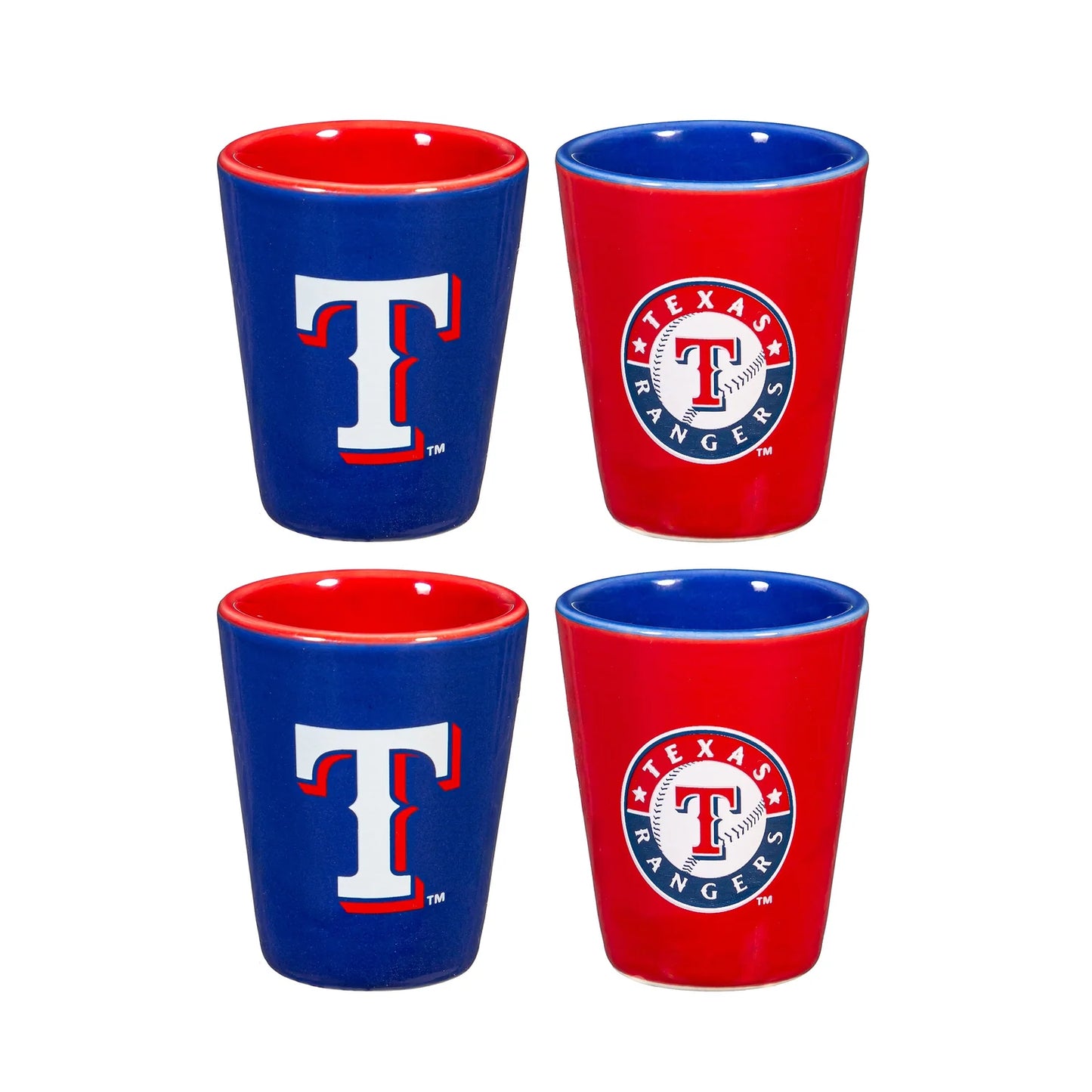 Texas Rangers 4-Piece Ceramic Shot Glass Set