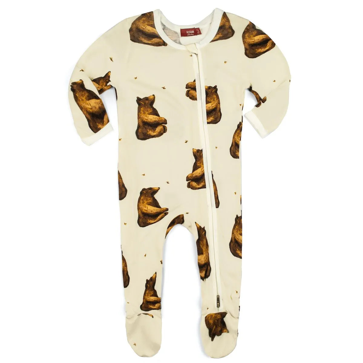 MilkBarn Honey Bear Bamboo Zipper Footed Romper