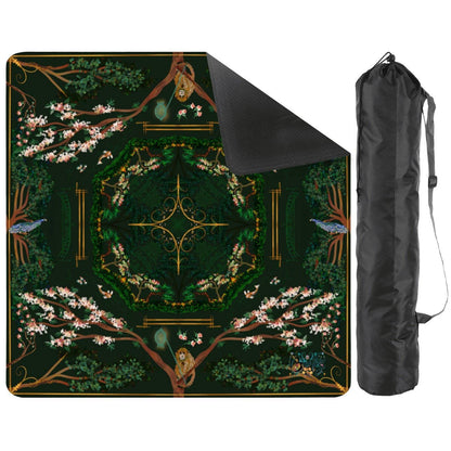 Mahjong Mat - Chinoiserie in Deep Forest Green
