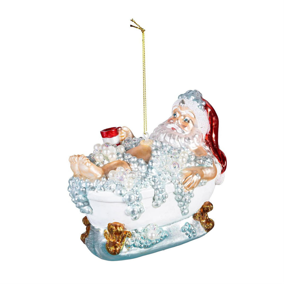 Santa in Bathtub Ornament