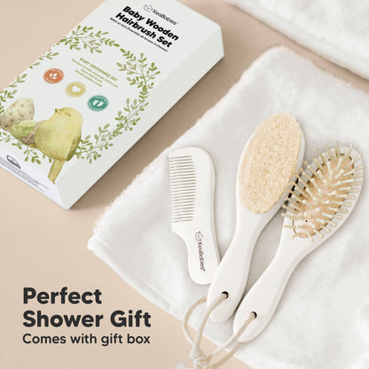 KeaBabies Baby Hair Brush and Comb Set: Vanilla