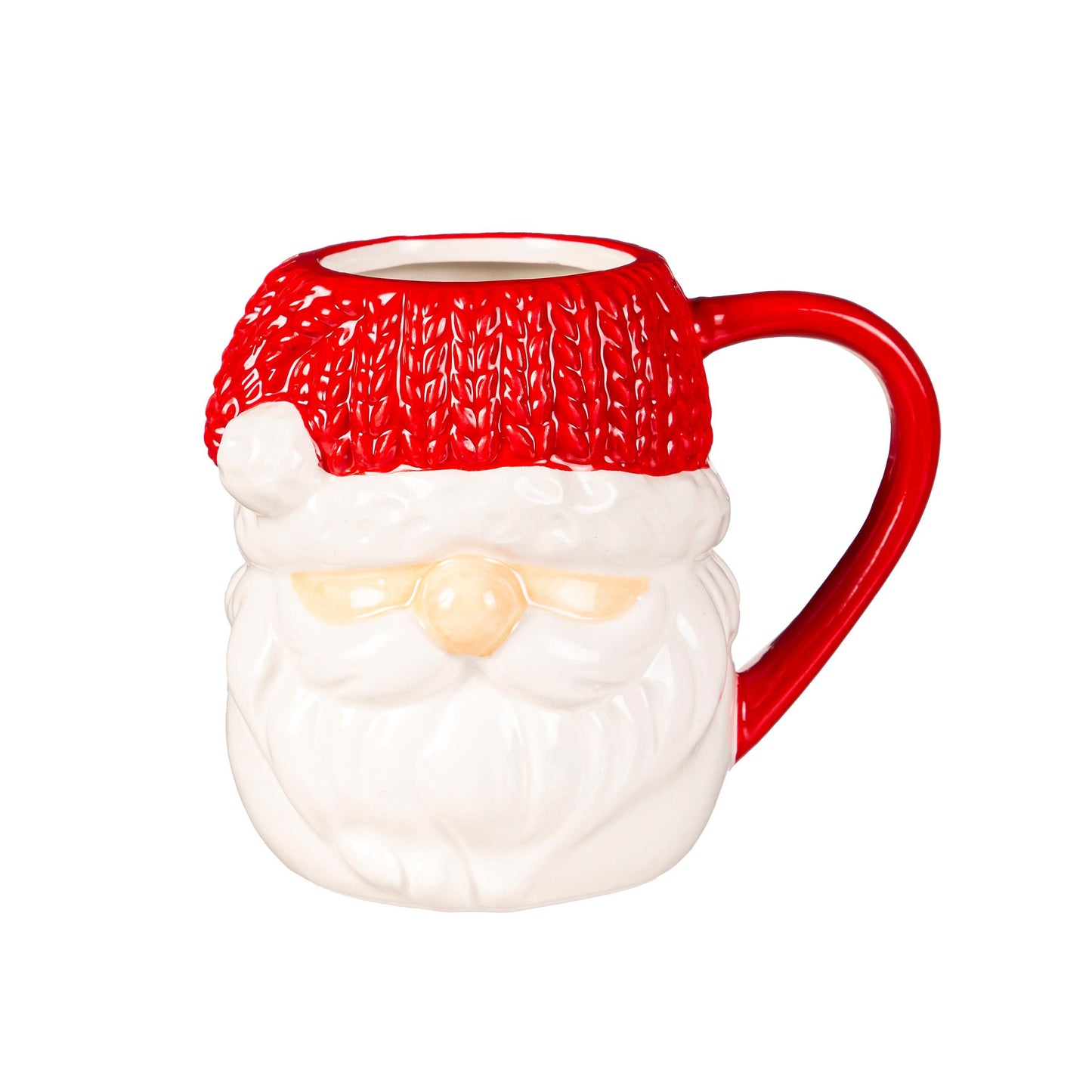 Santa Sculped Ceramic Cup with Knitted Hat Topper