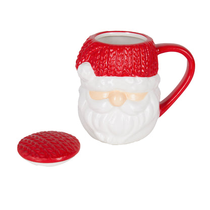 Santa Sculped Ceramic Cup with Knitted Hat Topper