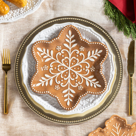 Gingerbread Snowflake Ceramic Plate