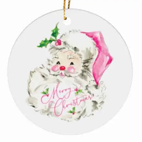 Pink Santa Ornament - RosanneBeck