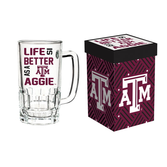 Texas A&M Glass Tankard Cup With Gift Box