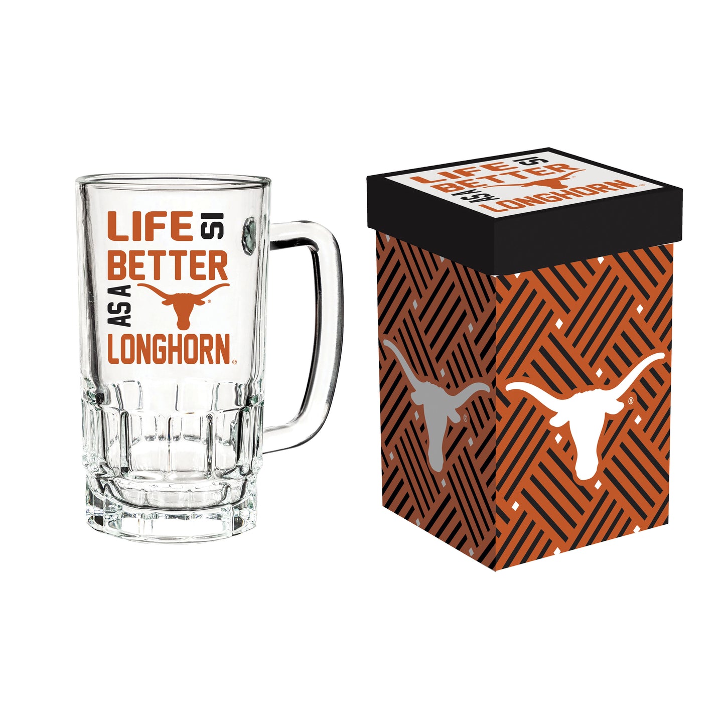 Glass Tankard Cup W/ Gift Box, University of Texas