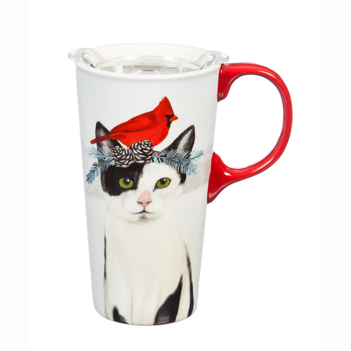 Christmas Cat Ceramic Travel Cup and Tritan Lid With Gift Box - 17 OZ.