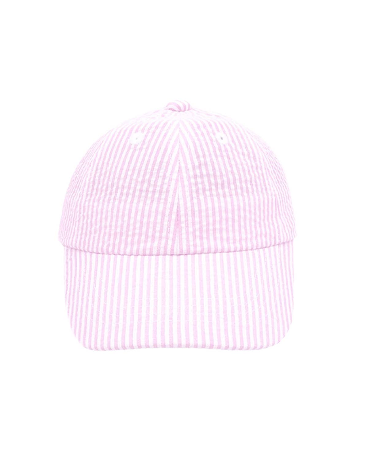 Baseball Hat in Seersucker Pink - Baby