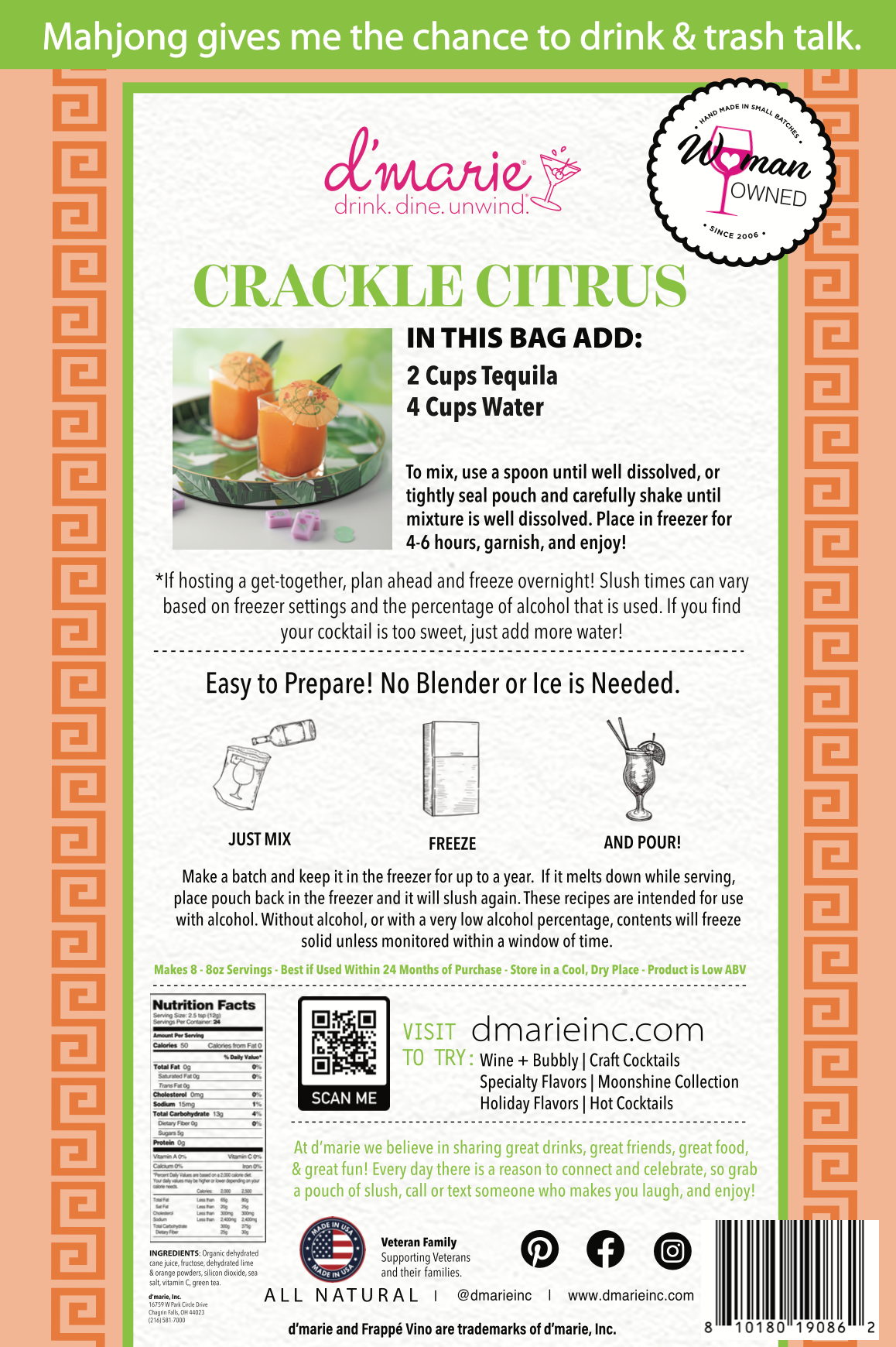 Crackle Citrus Mahjong Cocktail - Ready-To-Freeze Cocktail