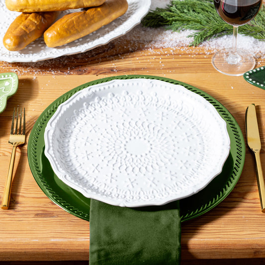 Embossed Ceramic Dinner Plate