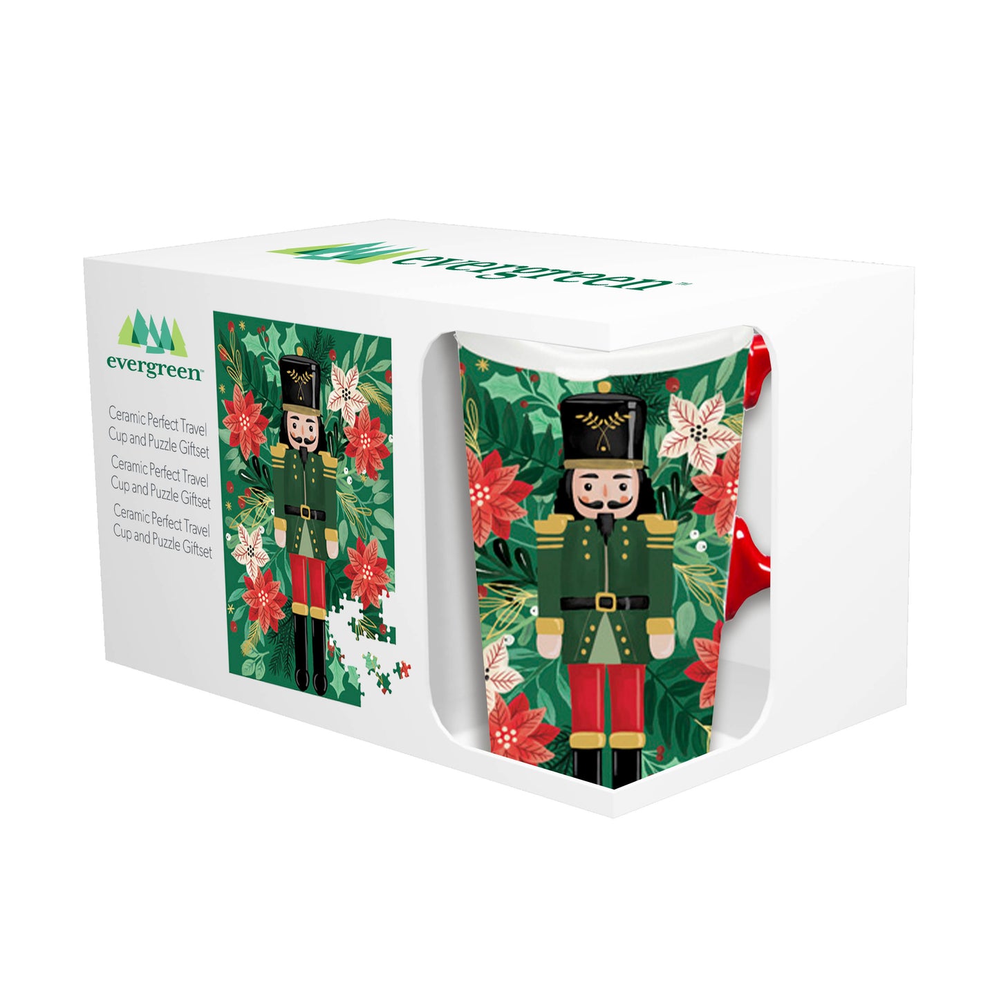 Ceramic Nutcracker Perfect Travel Cup and Puzzle Giftset - 17oz