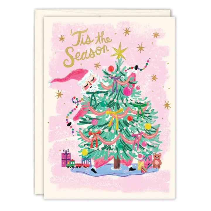 Santa Trimming Tree Boxed Holiday Card Set