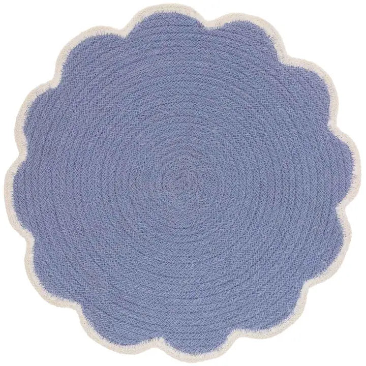 15" Dia Sky Blue Scalloped Placemat Christmas