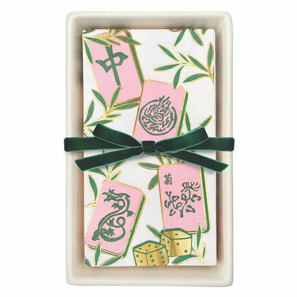 Mahjong Guest Napkin + Ceramic Tray