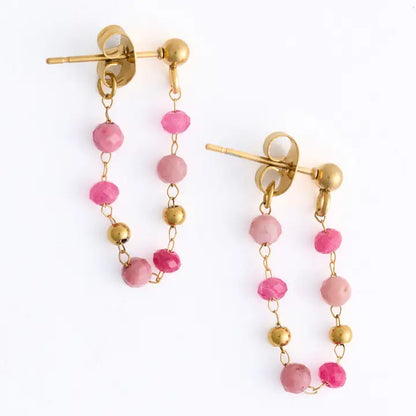 Narelle Gold And Pink Agate Earrings
