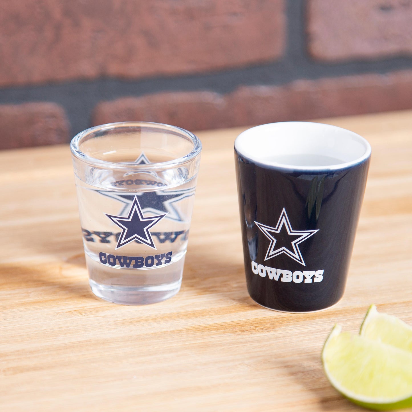 Dallas Cowboys 4-Piece Ceramic and Glass 2oz. Shot Glass Set