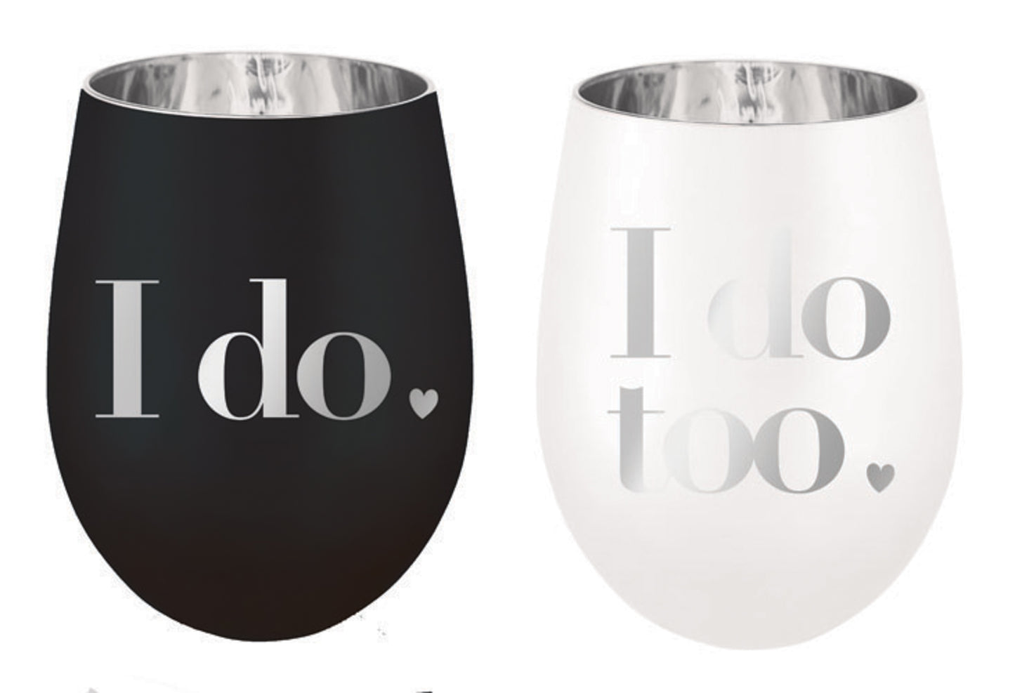 Stemless Wine Glass Set of 2 - I Do & I Do Too