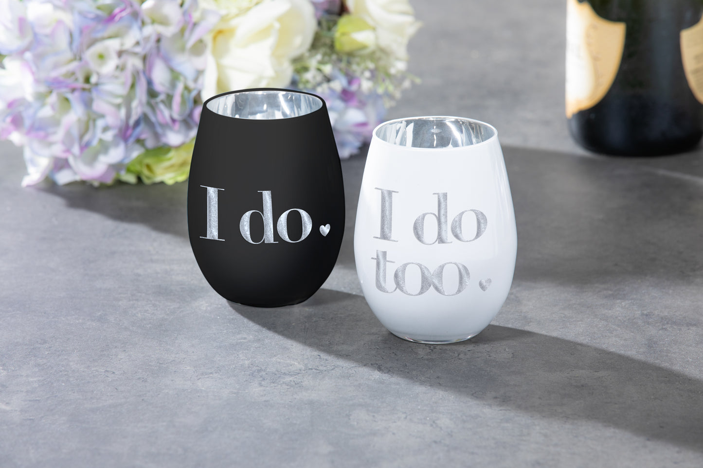 Stemless Wine Glass Set of 2 - I Do & I Do Too