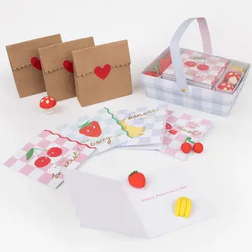 Mei Meri Fruit Basket Valentine's Cards & Erasers Set