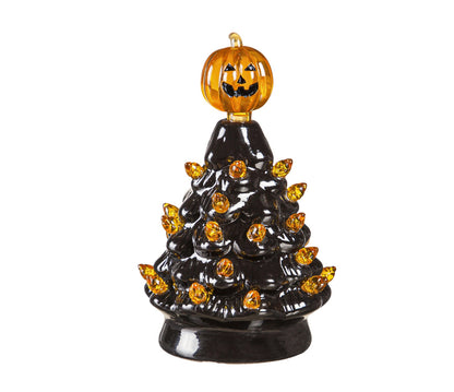 5" LED Ceramic Halloween Tree Table Decor w/Jack-O-Lantern Topper