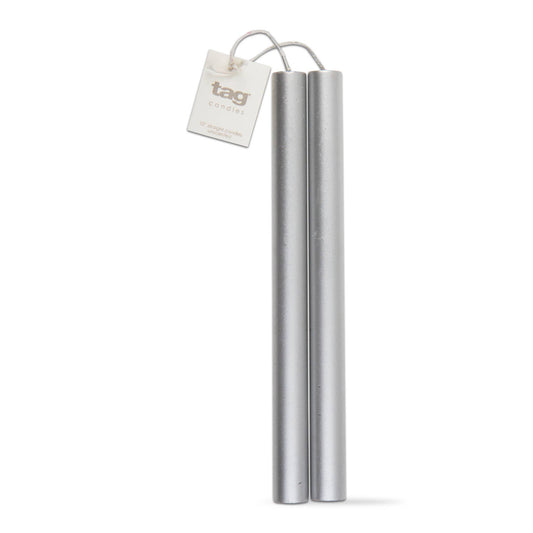 Unscented 10" Taper Candles Set of 2 - Silver