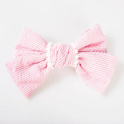 Violet & Brooks Skylar Pompom Pink Bow Barrette