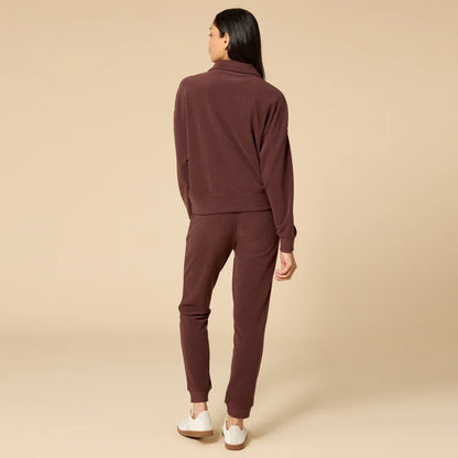 Softies Vintage Velvet 1/4 Zip with Jogger- Espresso