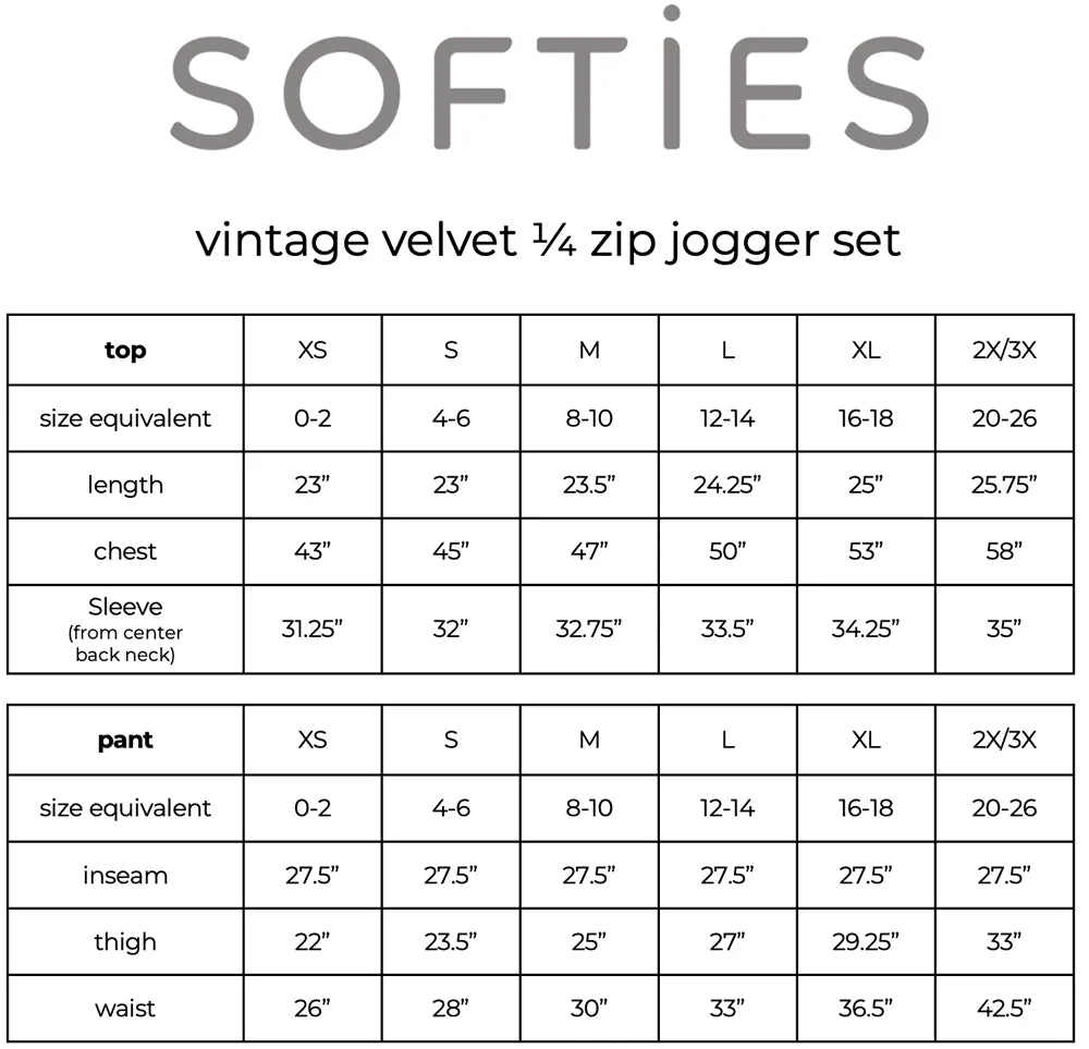 Softies Vintage Velvet 1/4 Zip with Jogger- Espresso