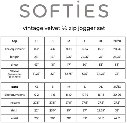 Softies Vintage Velvet 1/4 Zip with Jogger- Espresso