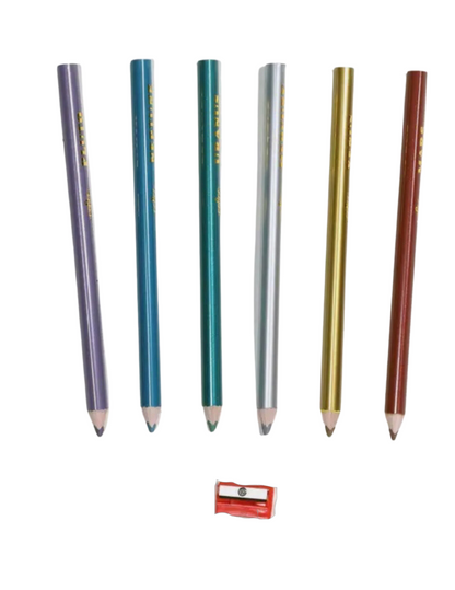 6 Color Pencils Metallic Sharpener Included