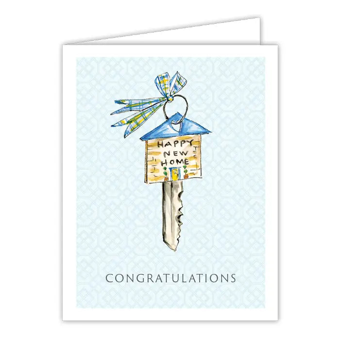 Handpainted New Home Card - Happy New Home Key Greeting Card