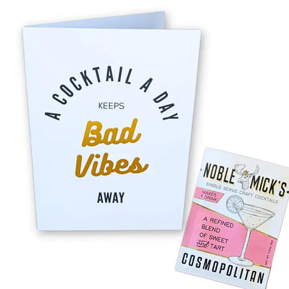 Noble Micks Cocktail & Cards - A Cocktail A Day Greeting Card & Cosmopolitan Mix