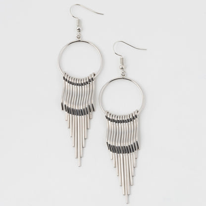 Kali Silver Metal Chandelier Drop Earrings